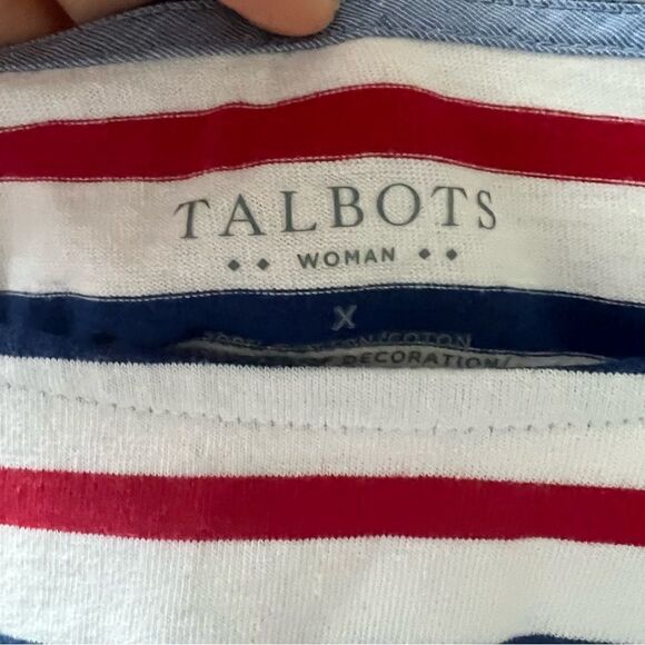 Talbots striped shirt with contrast cuffs.  Size X - Picture 5 of 6